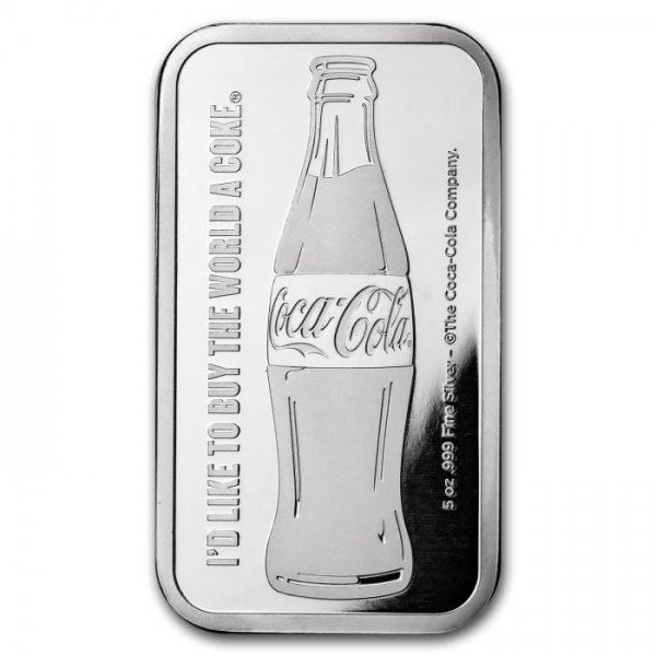 美國. 5 oz Coca-Cola 999 Fine Silver Bar