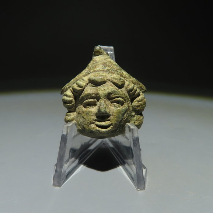 Ancient Roman Bronze Wall lamp with theatre mask. 1st - 3rd century AD. 3 cm length.  (No Reserve Price)