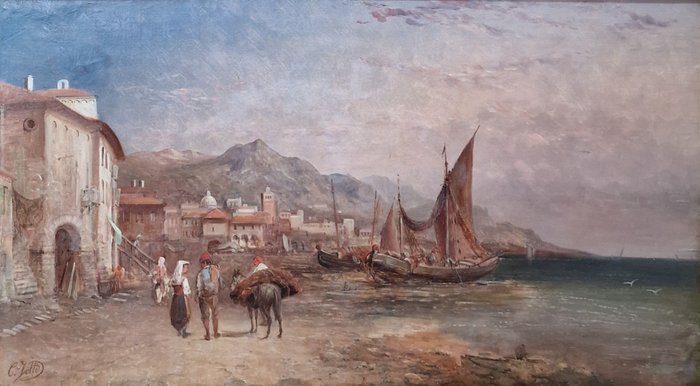 Carlo Jotti (1826-1905) - Paesaggio nei pressi dei laghi
