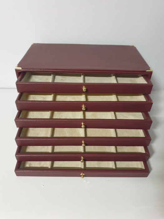 6 cassetti estraibili - 珠宝盒 - 48个座位 - 木, 皮革