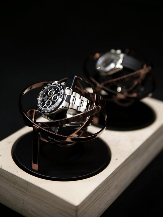 The Voyager II - Limited Edition xxx/287 - Marble Watch Winder - Rose/Brown Marble -  Tourbillon /
