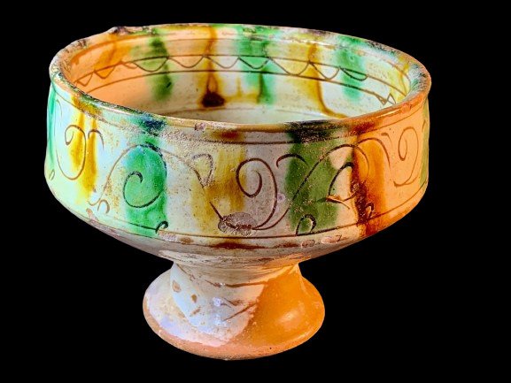 拜占庭时期 陶瓷 拜占庭 Sgraffio 器皿 - 10.5 cm