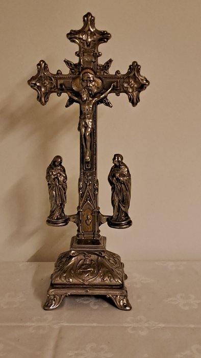 (十字架状)耶稣受难像 - 古董 - 银盘 - 1920-1930