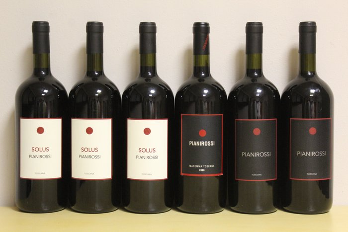 2008 , 2009 & 2010 Pianirossi & 2008, 2009 & 2010 Pianirossi, Solus - Super Tuscans - 6 Magnummer (1,5 L)