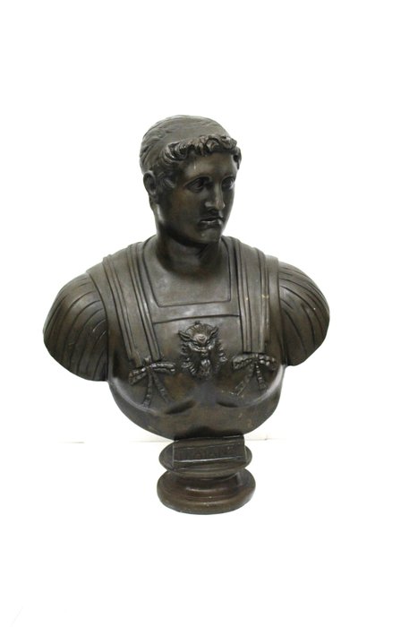 Sculptură, imperatore Traiano - 88 cm - Bronz