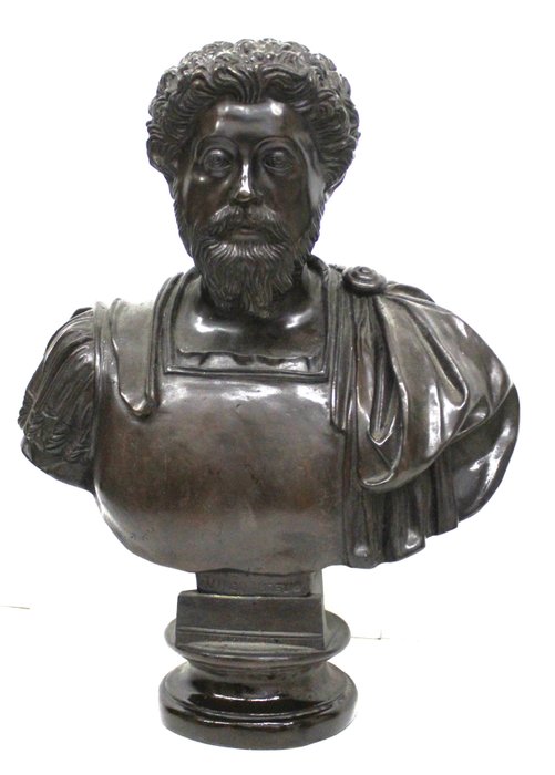 雕刻, Marco Aurelio in bronzo - 74 cm - 青銅色