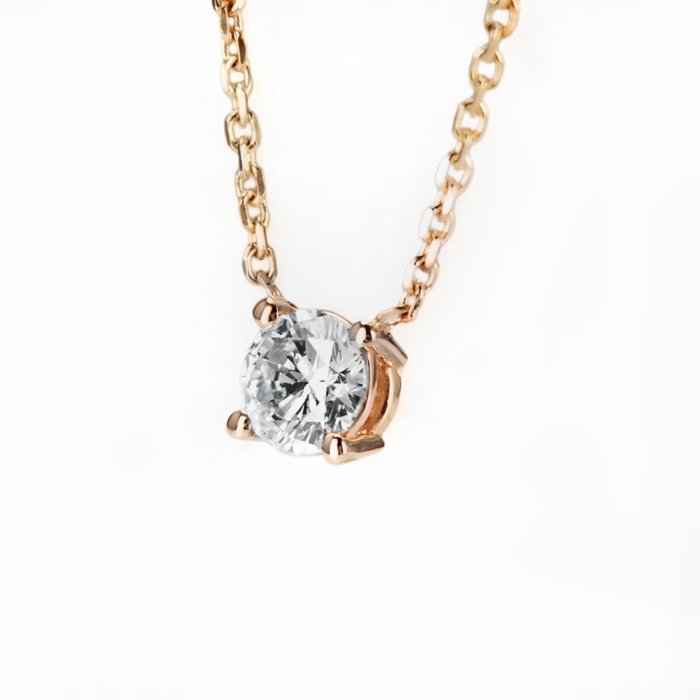 Halskette mit Anhänger - 14 kt Roségold -  0.29 tw. Diamant  (Natürlich)