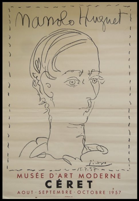 Pablo Picasso, after - Affiche originale d'exposition en lithographie - Manolo Huguet - Mourlot - 1957