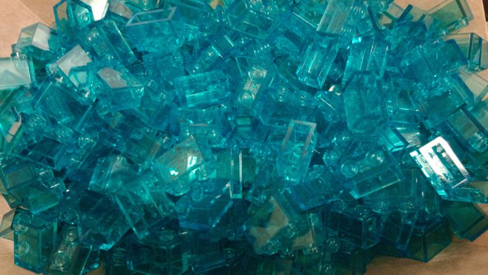 Lego - 300 Stück (!!) 2x1 Stein, hellblau transparent (Wasser)