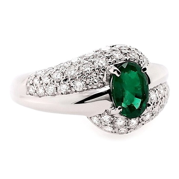 Ring Platin Smaragd - Diamant 
