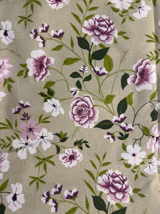 2 x 250 x 140 cm - Elegante Sanderson-stof met bloemenmotief - Textiel