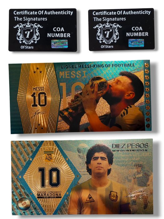 2022 - Gold Banknotes - Diego Maradona & Lionel Messi - 1 Mixed collection