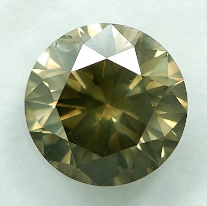 1 pcs Diamant  (Natürlich farbig)  - 1.24 ct - Rund - Fancy Bräunlich Gelb - SI2 - International Gemological Institute (IGI)