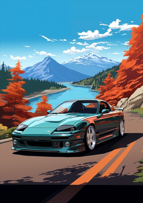 Artwork - Nissan - Silvia - Legend Car Poster - Premium Man Cave Custom Artwork - Fine Art Collector Item