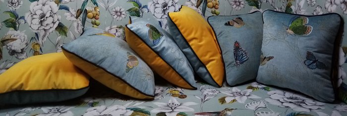 六套枕頭套裝，採用 Manufatti Toscani 布料製成，含填充物 - 墊子