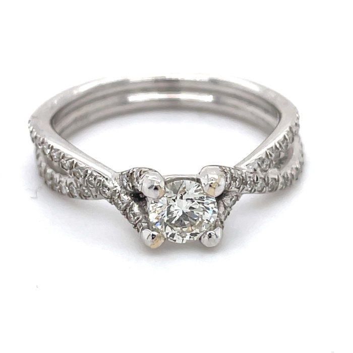 Engagement ring - White gold  0.41ct. Diamond - Diamond 