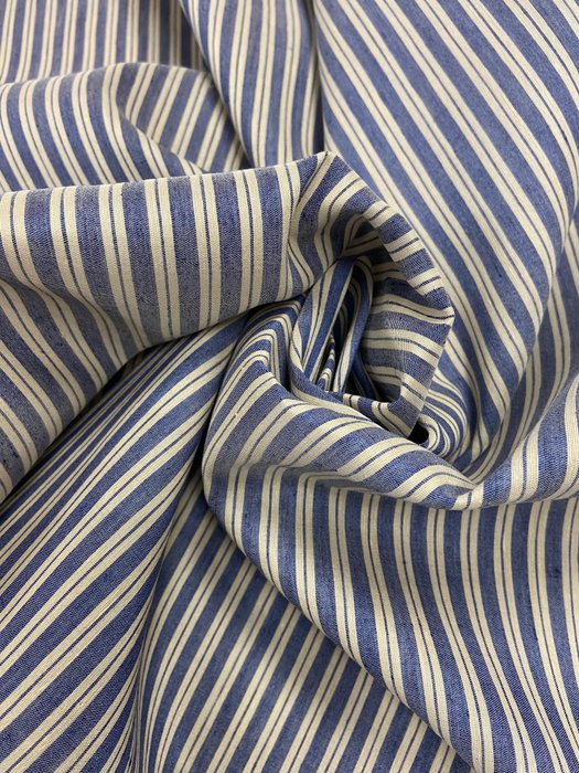 白色和藍色條紋 FIL A FIL 棉麻布料 700 X 170 CM - 紡織品  - 700 cm - 170 cm