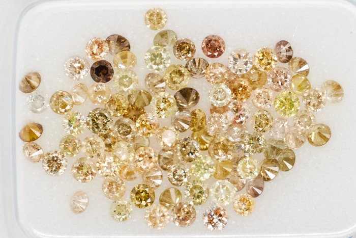94 pcs Diamantes - 1.55 ct - Redondo - NO RESERVE PRICE - Very Light to Fancy Mix Yellow - Brown - I1, I2, SI1, SI2, I3