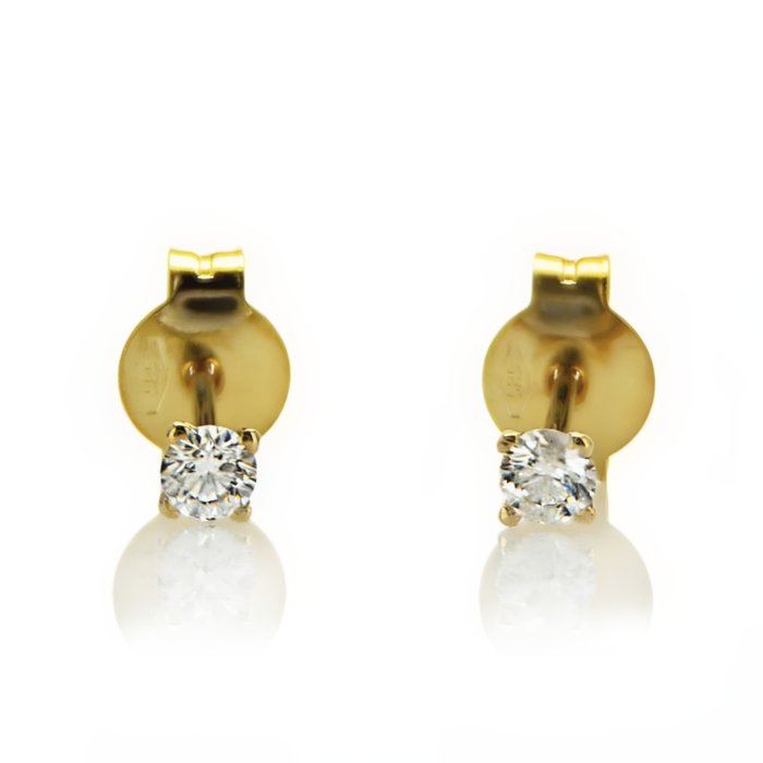 Pendientes de botón - 14 quilates Oro amarillo -  0.20 tw. Diamante  (Natural) 