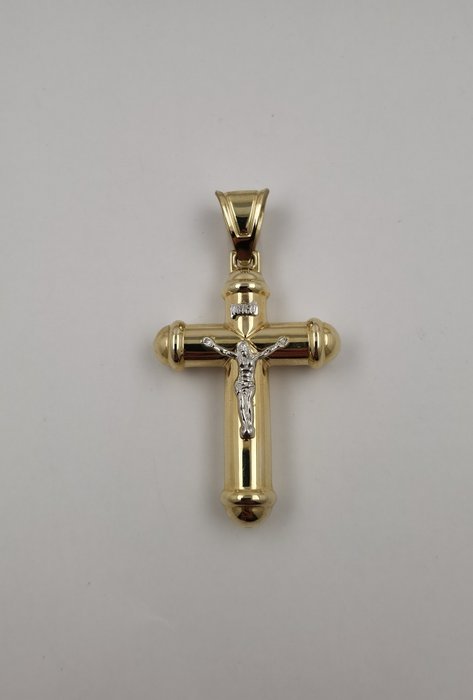 Pendentif en forme de croix - 14 carats Or blanc, Or jaune 