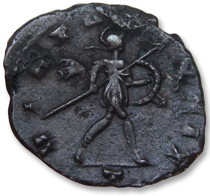 Römisches Reich. Revolt of Aureolus, commander of cavalry under Gallienus. Antoninianus Mediolanum (Milan) mint 3rd officina 268 A.D. - VIRTVS EQVIT -