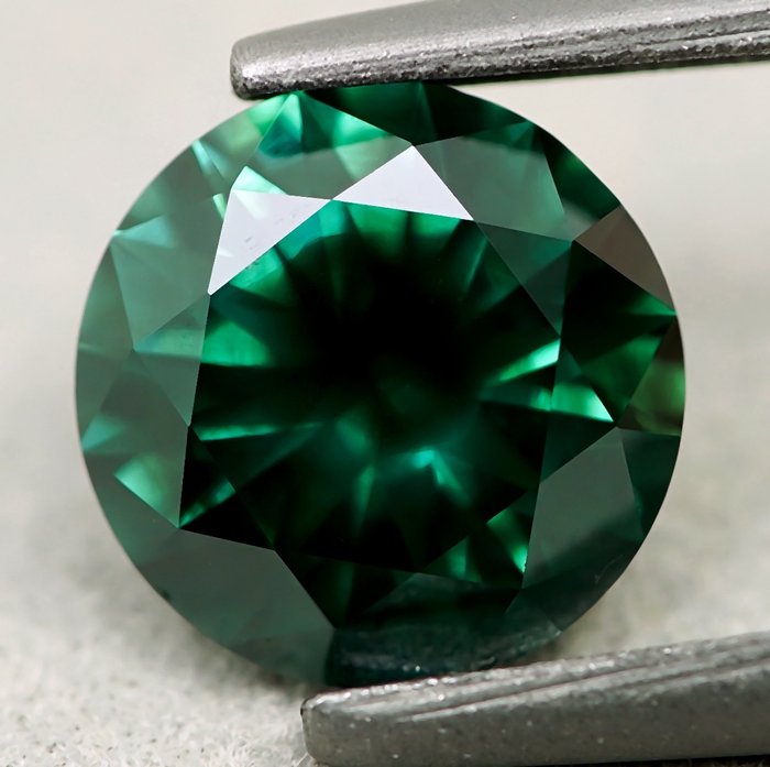 钻石 - 1.01 ct - 明亮型 - Fancy Deep Bluish Green - SI2 微内含二级