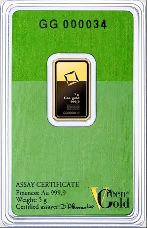 5 gram - Gull .999 - Valcambi - Forseglet og med sertifikat