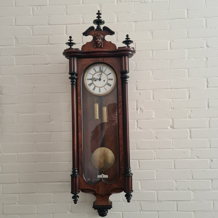 Zegar ścienny - Wiedeński regulator, Zegar regulator (podwójną wagą) - Williama III - Drewno - 1890-1900
