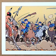 Lambil, Willy - 1 Offset Print - Les Tuniques Bleues - La bataille - 2009 Comic Art