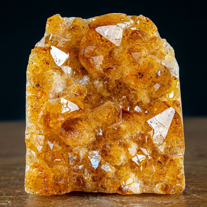 华丽的 AAA++ 黄水晶 晶簇与方解石，巴西- 1090.61 g