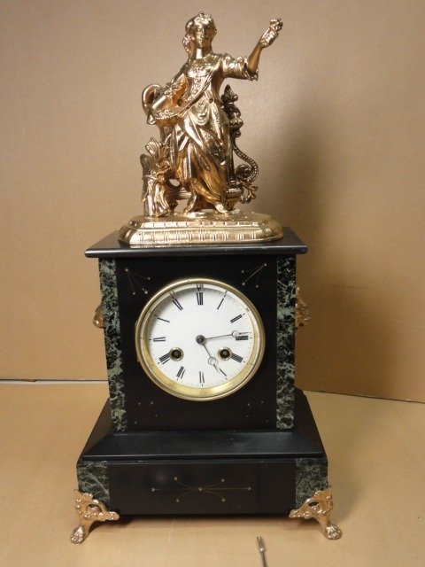 Mantel clock - Marble, Spelter, Stone (mineral stone) - 1900-1910