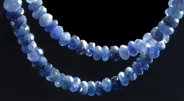 100% 天然藍寶石，刻面寶石 --- 銀項鍊- 17.4 g