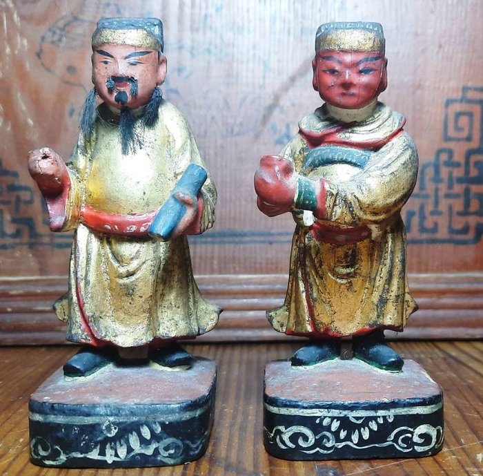 GUARDIANS - PAIR - Legno - Cina - Dinastia Qing (1644-1911)