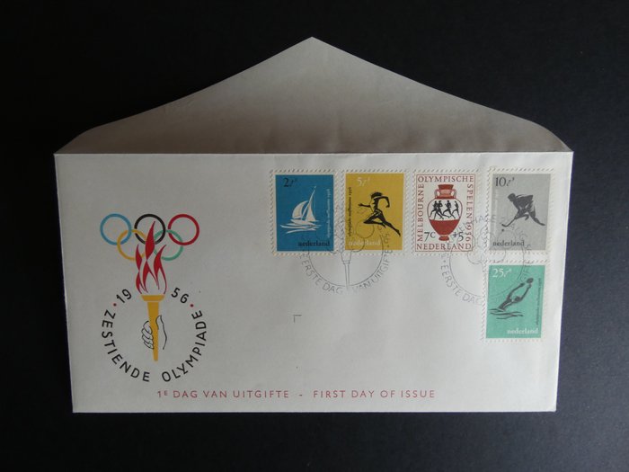 Países Bajos 1956 - Juegos olímpicos de fdc no escritos con befund - NVPH E26