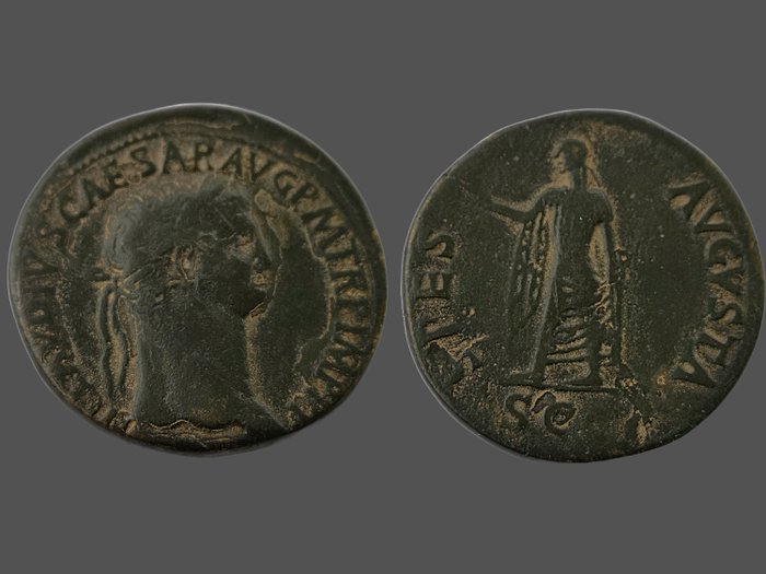 Rooman imperiumi. Claudius (41-54 aaj.). Sestertius uncertain mint - Spes
