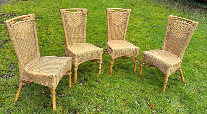 Chair (4) - Wood , ratan