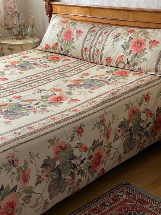 Sjelden. Storslått sengeteppe med bolster Vintage fransk. - Sengeteppe - 256 cm - 205 cm