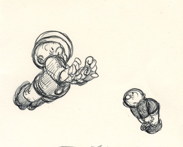 Dulieu, Jean - 1 feuille de croquis avec 2 dessins - Paulus de Boskabouter - Paulus (jaren 1970)