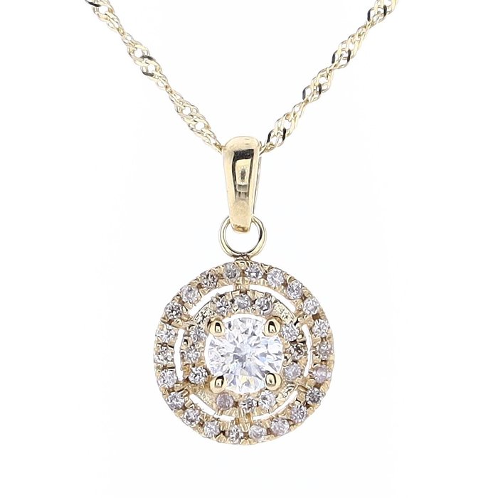 0.64 Tcw Diamonds pendant necklace - Κολιέ με μενταγιόν Κίτρινο χρυσό Διαμάντι  (Φυσικό) - Διαμάντι 