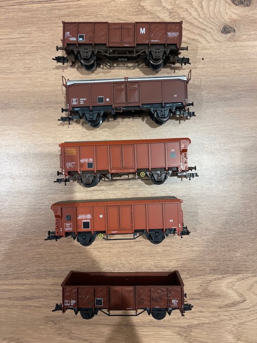 Klein Modellbahn H0 - 3080/3266/3265/3284/308G - Model train freight carriage (5) - 5 freight wagons - SNCF