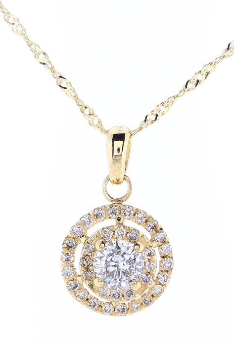 Halsband Gult guld -  0.70ct. tw. Diamant  (Natural) - Diamant