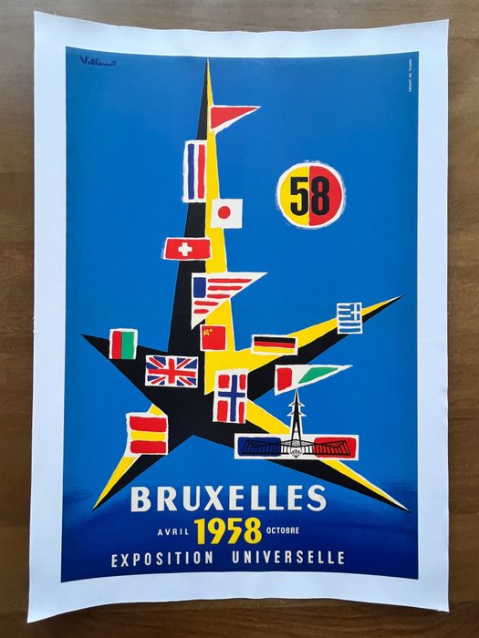 Bernard Villemot - FOIRE DE BRUXELLES 1958 - 1950er Jahre
