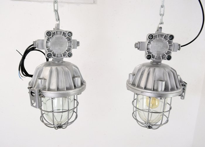 Plafondlamp (2) - Aluminium, Glas, Staal