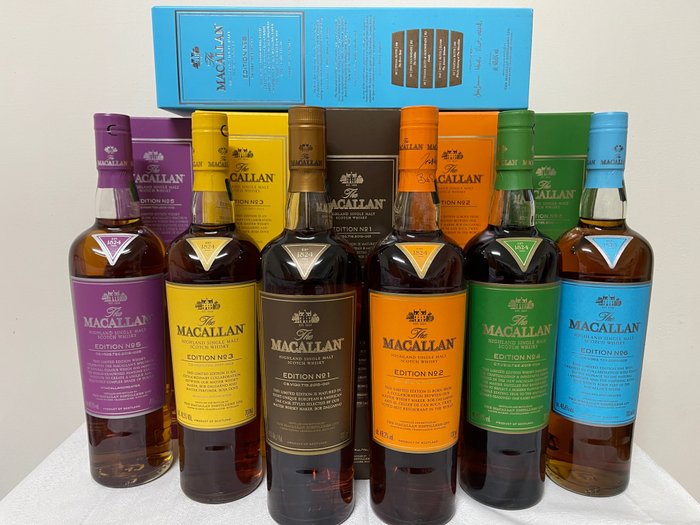 Macallan Edition No. 1 - No. 2 - No. 3 - No. 4 - No. 5 - No. 6 - Original bottling  - 700ml - 6 bottles