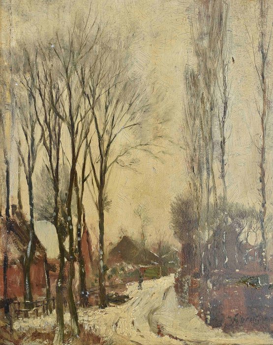 Frans Deutmann (1867-1915) - Dorfstraße im Winter