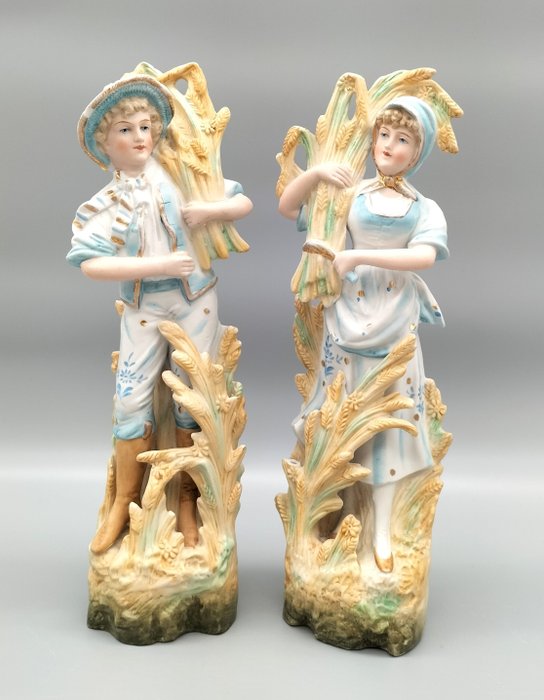 Estatueta - Oogstende man en vrouw -  (2) - Porcelana