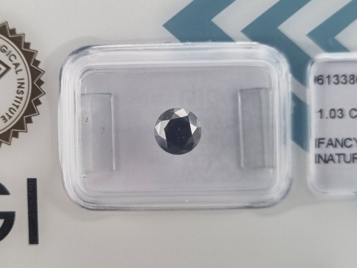 1 pcs 钻石 - 1.03 ct - 明亮型 - FANCY BLACK (NATURAL)