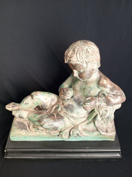 After Alessandro Algardi (1595-1654) - Sculpture, Young Hercules - 27 cm - Bronze (patiné)