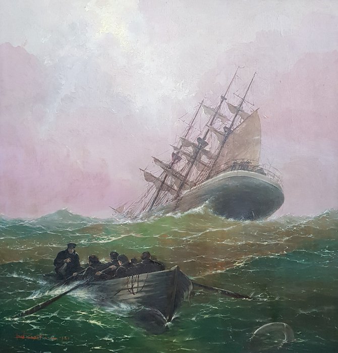 Léon Zeytline (1885-1962) - Sailboat at sea