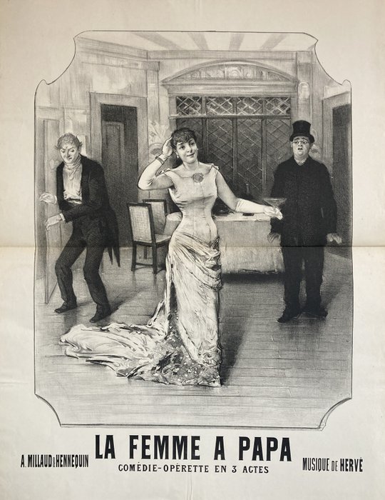 Anonymous - Affiche originale d'opérette " La Femme à Papa" - 1879